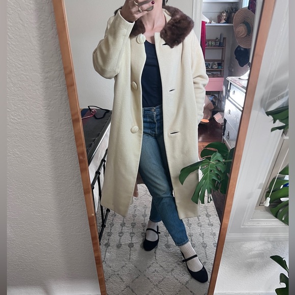 Vintage mink fur collar swing coat - Picture 1 of 15